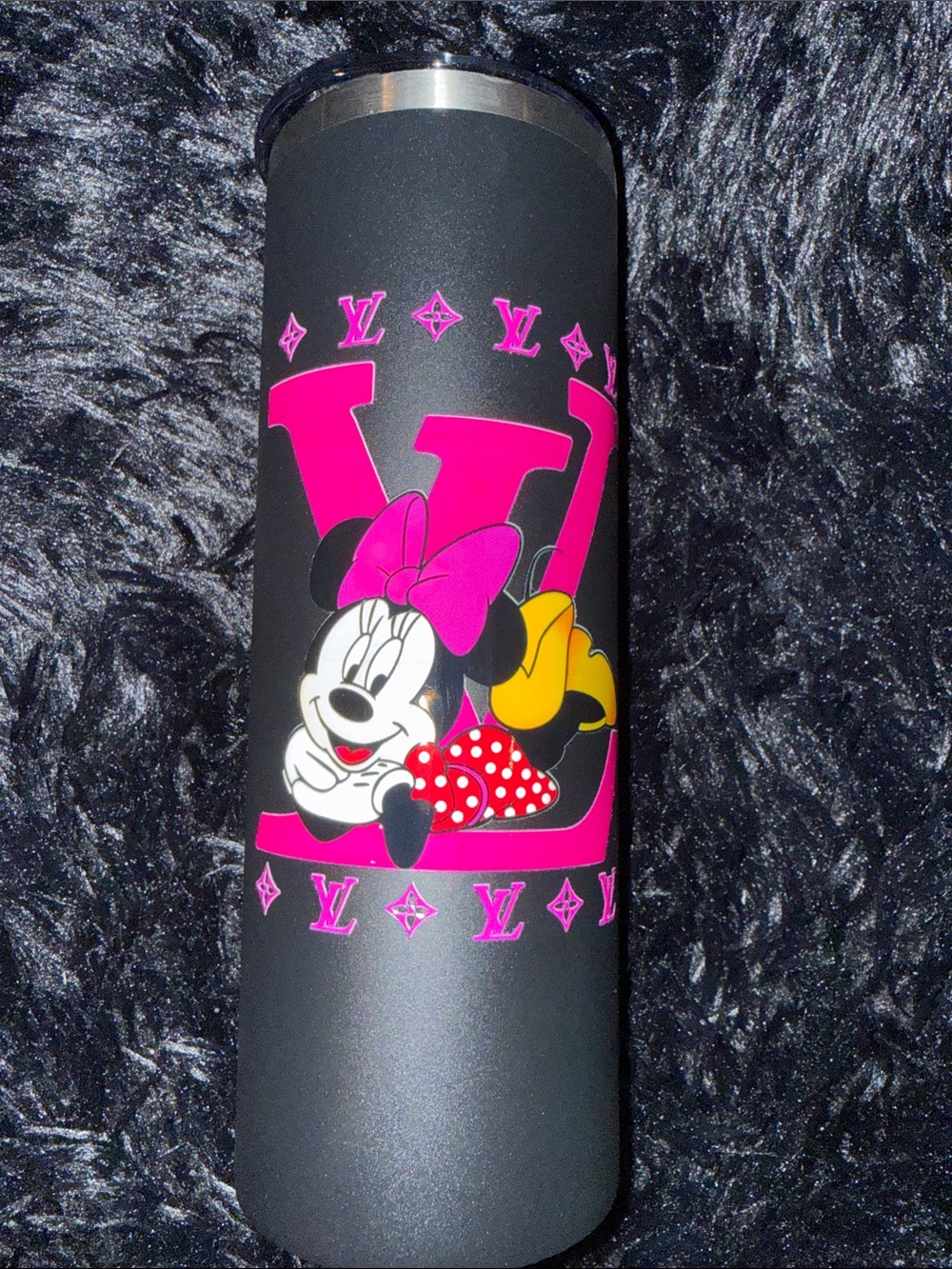 Disney Minnie Mouse Black Tumbler with Hot Pink and Yellow Accents
